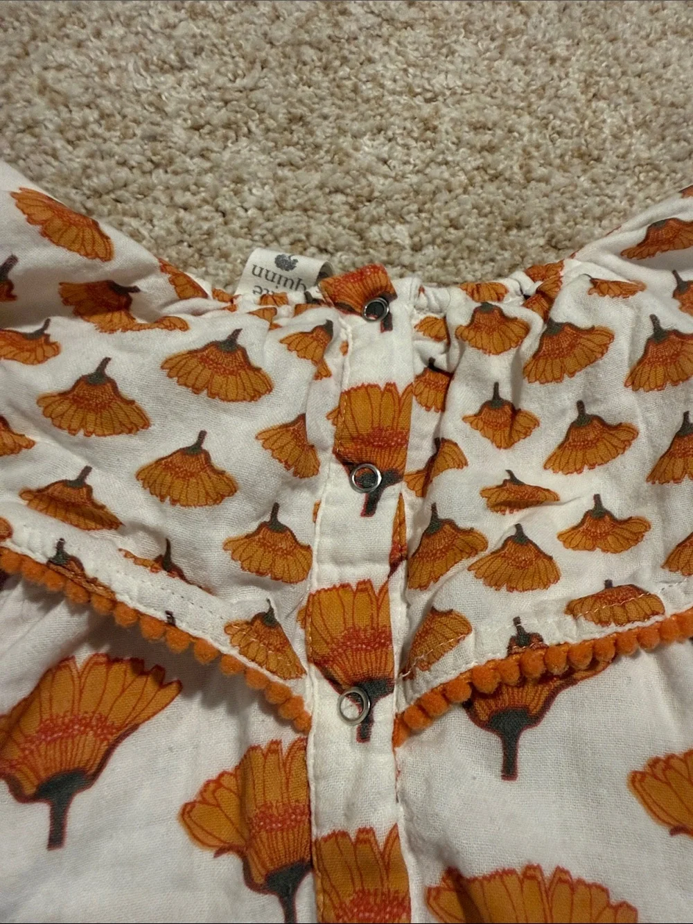 kate quinn White and Orange Floral Ruffle One-Piece